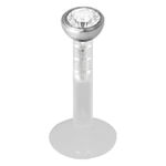 Labret push-fit in argento con cristallo chiaro su sfondo bianco