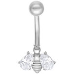 Silbernes Crystal Bee Bananabell mit klaren Kristallen auf weißem Hintergrund