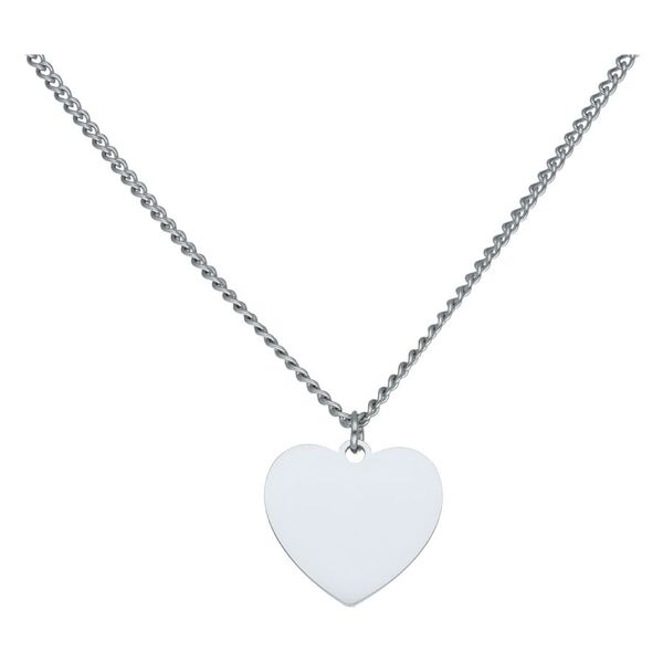 Collar plateado con colgante de corazón grabable, fondo neutro
