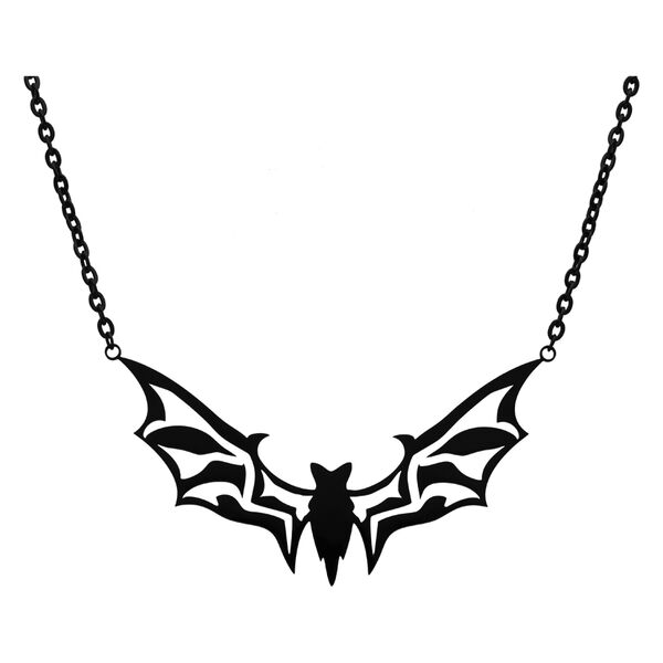 Big Bat Necklace - Black Metal