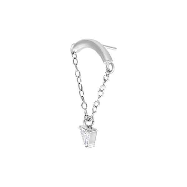 Accessorio Helix color argento con catena e ciondolo di cristallo chiaro su sfondo bianco
