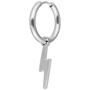 Silberne Little Flash Hoops Ohrringe Silberner Ohrring mit Blitzanhänger auf weißem Hintergrund