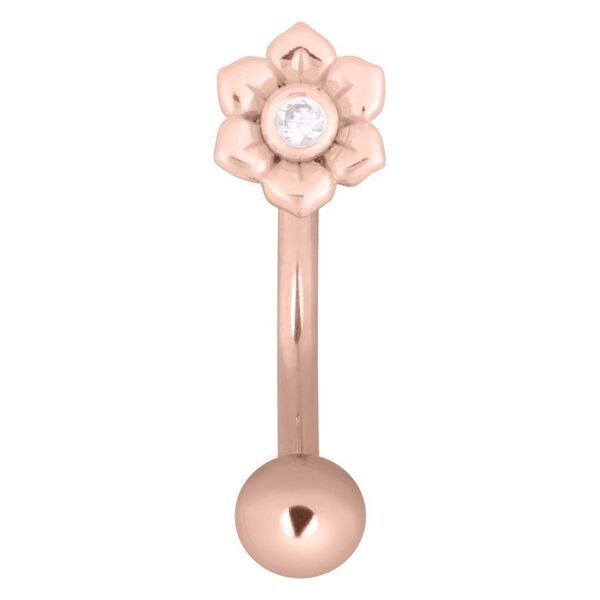 Bananabell micro de oro rosa con adorno de cristal en forma de flor sobre fondo blanco