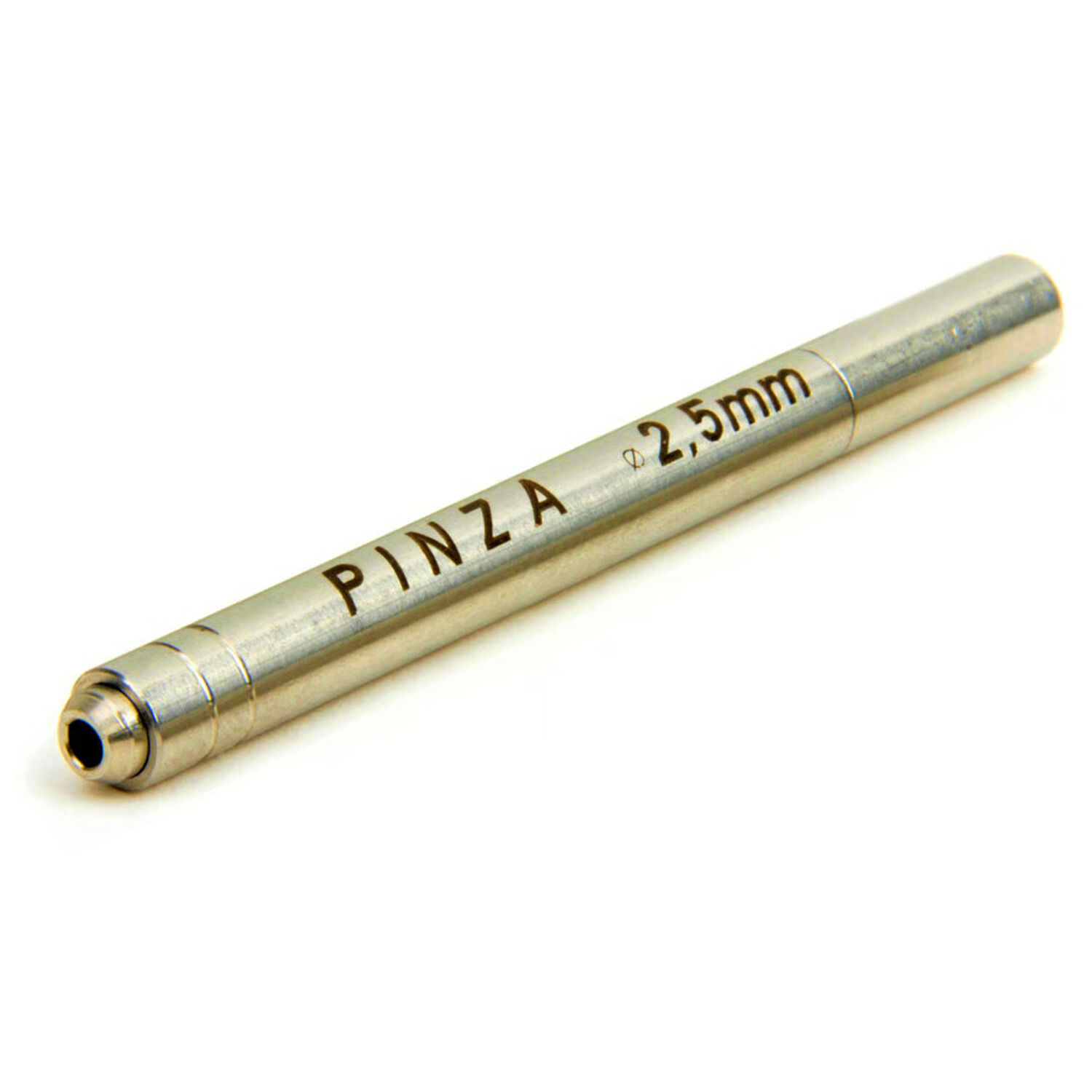 Kugelhalter für 2,5 mm Kugeln aus Edelstahl Silberner Kugelhalter für 2,5 mm Kugeln auf weißem Hintergrund