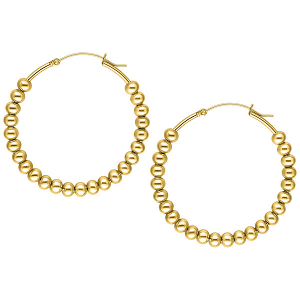 Dos aros Bubble dorados de acero quirúrgico sobre fondo blanco