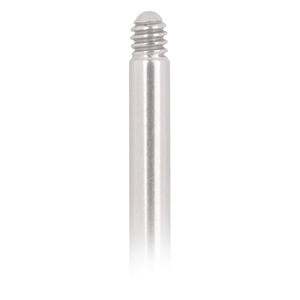 Titan Labret Stecker in Weißgold Silberner Titan Labret Stecker mit Außengewinde auf weißem Hintergrund