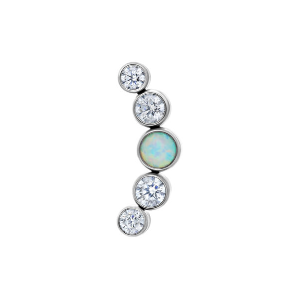 Attacco Push Fit in argento con opale bianco e cristalli chiari