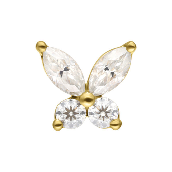 Colgante de mariposa dorado con cristales claros de Moissanita