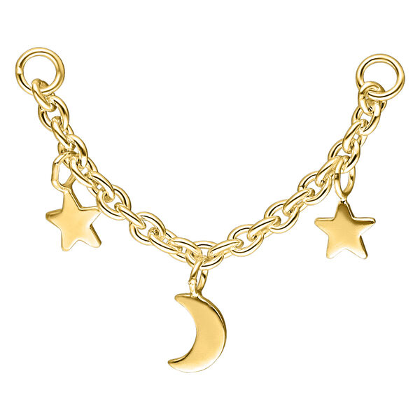 Moon & Stars Piercing Connection Chain - Golden Metal