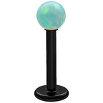 Schwarzes Titan Labret mit mintgrünem Opal, 5 mm Länge