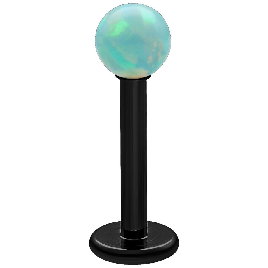 Labret de titanio negro con ópalo verde menta, 5 mm de longitud
