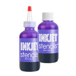 Due bottiglie viola di Inkjet Stencils, 120 ml, su sfondo bianco