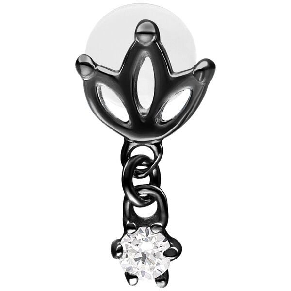 Musta labret lotus-kuviolla ja zirkonia-riipuksella, 5 mm