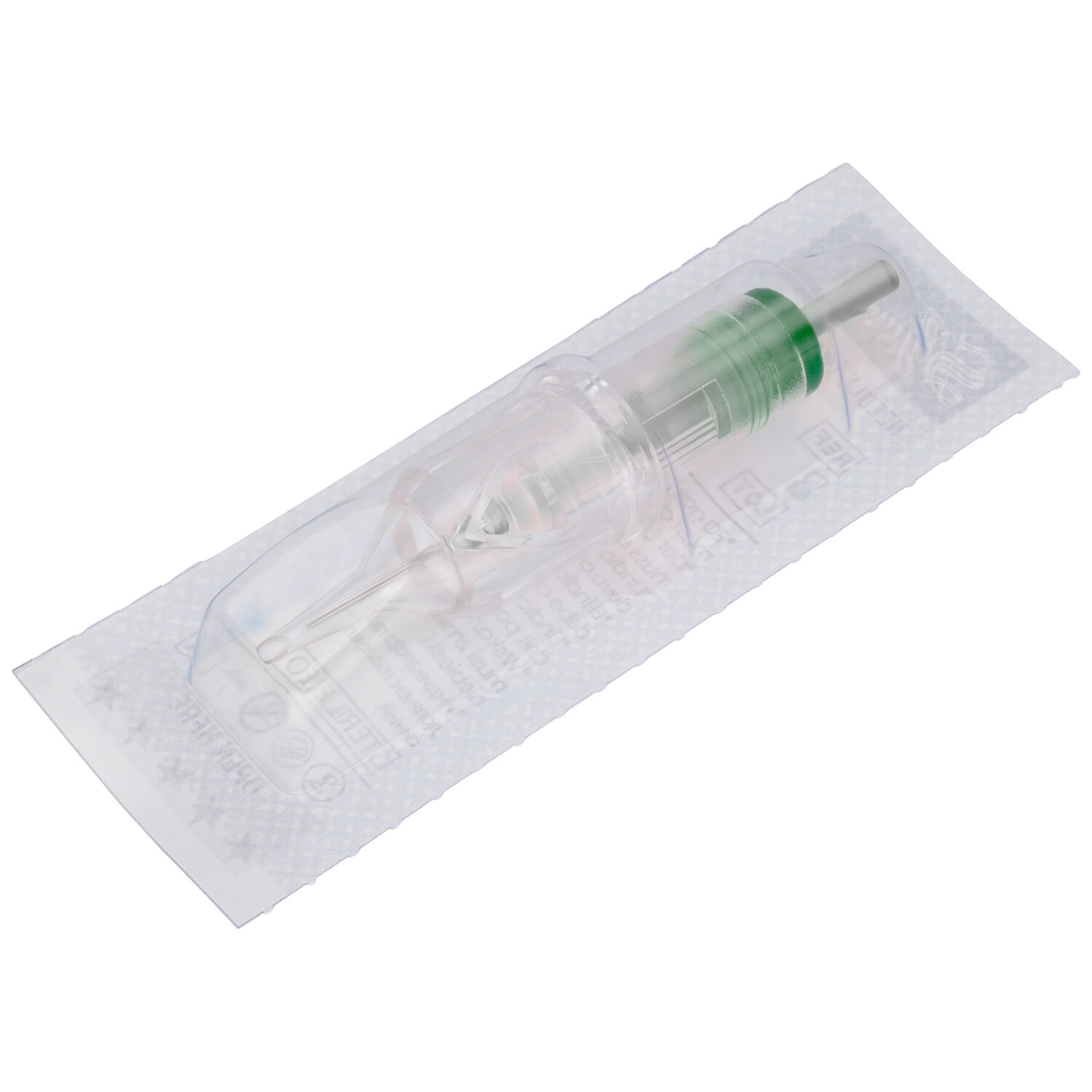 Tattoonadel 18x0.35mm Premium Round Shader Transparente Tattoonadel 18x0.35mm in Verpackung auf weißem Hintergrund