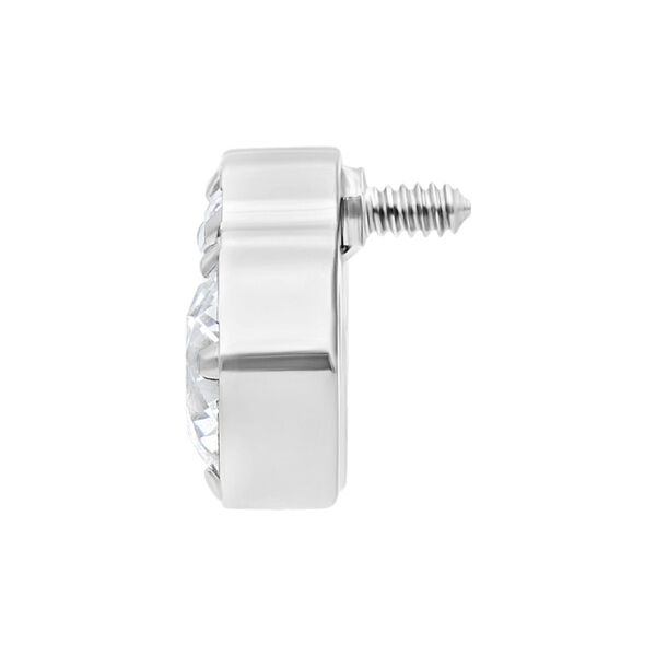 Accesorio de titanio plateado con cristal y rosca externa