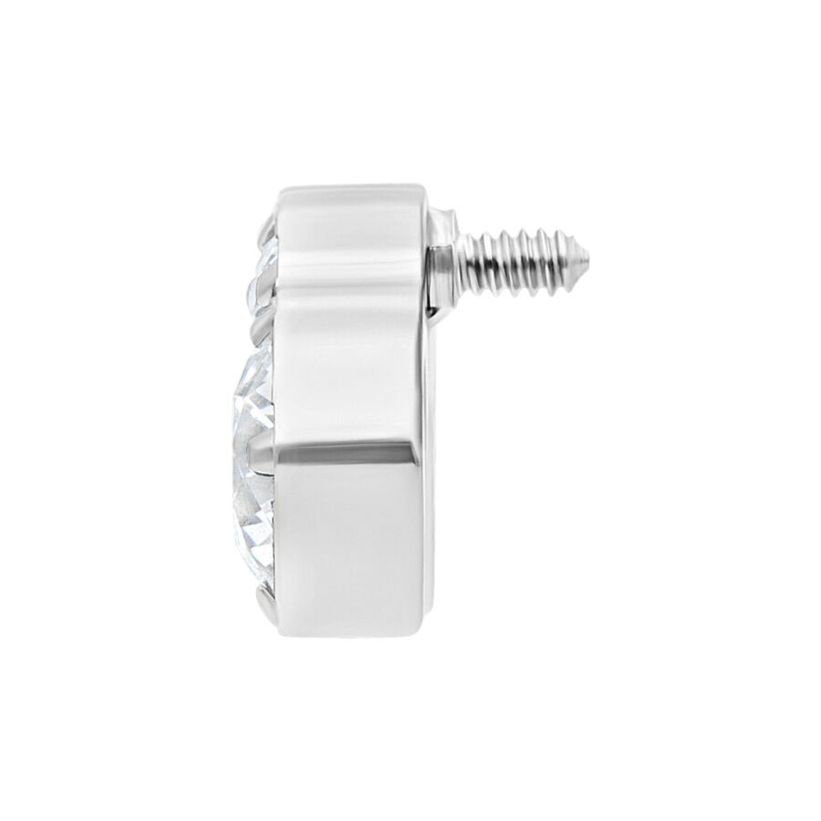 Accessorio in titanio argento con cristallo e filettatura esterna