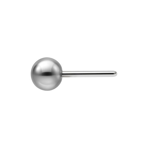 Bola de titanio plateada con barra Push Fit sobre fondo blanco
