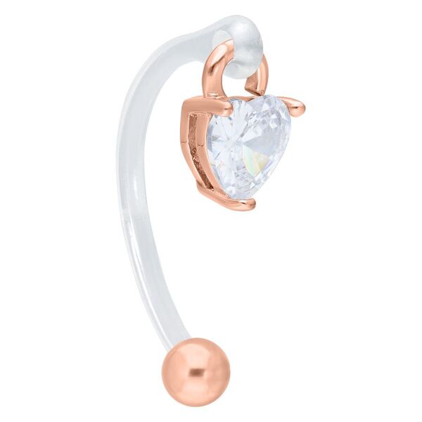 Bananabell íntimo de PTFE con colgante de corazón en oro rosa y cristal claro