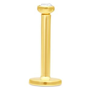 18K Gold Labret mit Kristall Goldenes 18K Labret mit klarem Kristall auf weißem Hintergrund