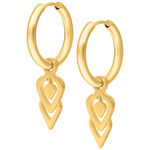 Hoops in acciaio inox dorato con pendente unico su sfondo bianco