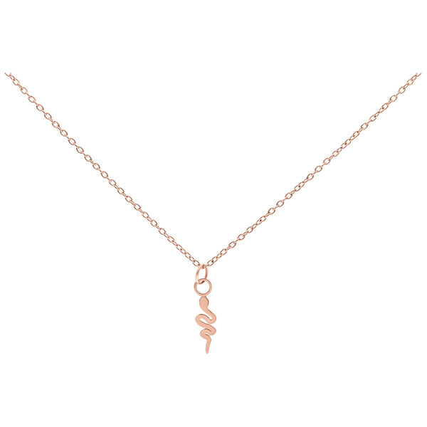 Collana Little Snake in oro rosa in acciaio chirurgico su sfondo bianco