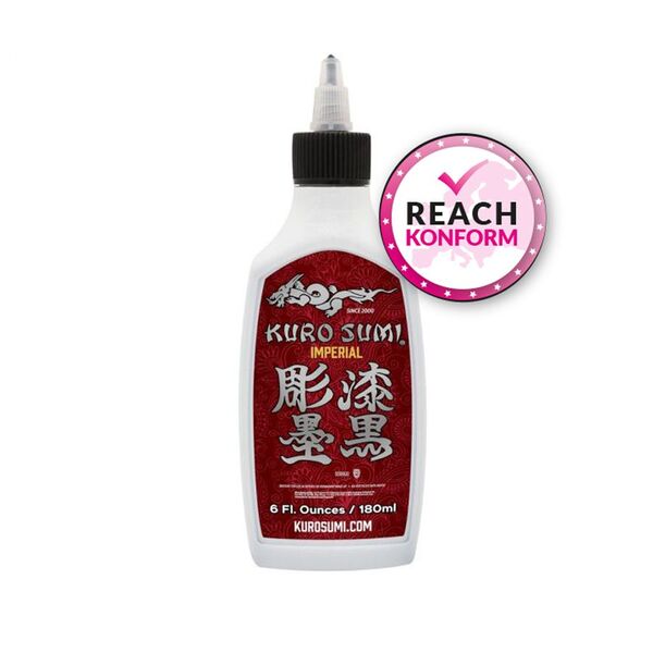 Kuro Sumi Imperial Outlining Tatuointimuste, 180 ml pullo, musta sävy, valkoinen tausta