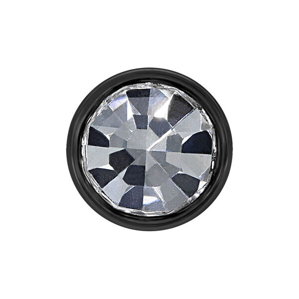 Punta de piercing de titanio negro con cristal claro, bola de 3,0 mm sobre fondo blanco