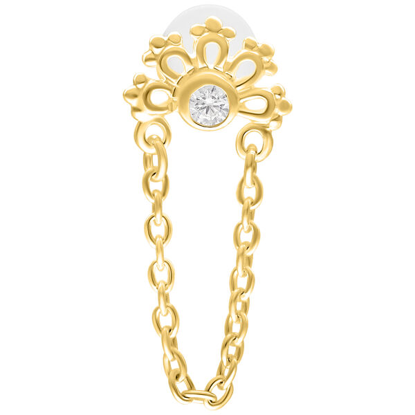 Labret dorado con cristal brillante y diseño de cadena sobre fondo blanco