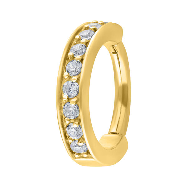 Anello a Cerniera Dorato, 8 mm di diametro interno, con cristalli chiari su sfondo bianco
