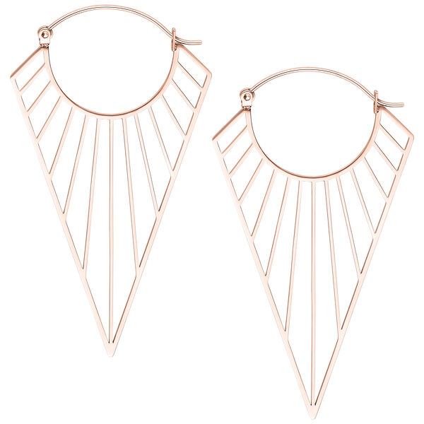 Aros Prisma en oro rosa con diseño geométrico sobre fondo blanco