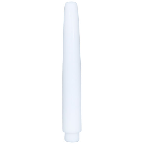 Espansore bianco in PTFE per piercing alle orecchie su sfondo bianco
