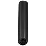 Barra in metallo nero con filettatura interna, verticale su sfondo bianco