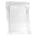 Sacchetto trasparente in plastica con chiusura a pressione, 100x150mm, su sfondo bianco