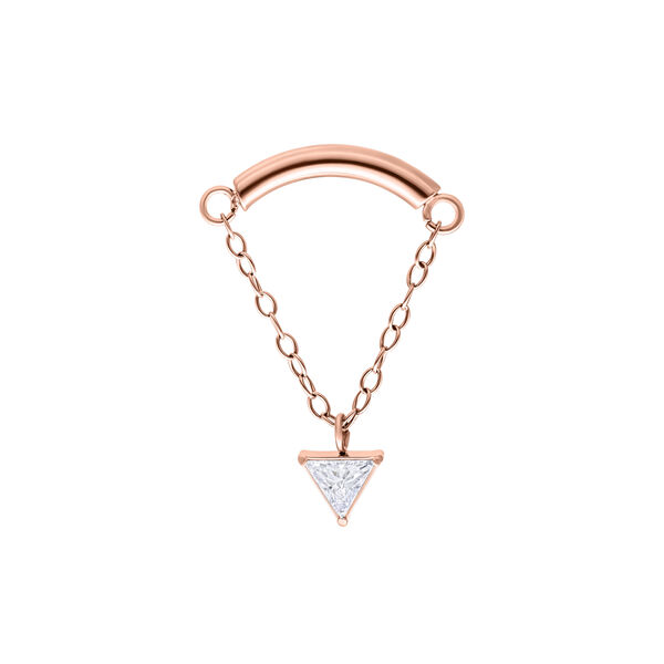 Attacco Helix in oro rosa con catena e pendente a cristallo triangolare
