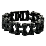Bracciale Bikechain nero in acciaio chirurgico 316L su sfondo bianco