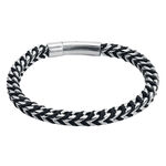 Schwarzes und silbernes Armband aus Nylon und Chirurgenstahl 316L