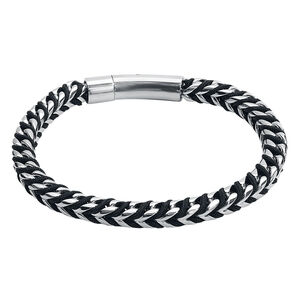 Viper Armband aus Nylon und Stahl Schwarzes und silbernes Armband aus Nylon und Chirurgenstahl 316L