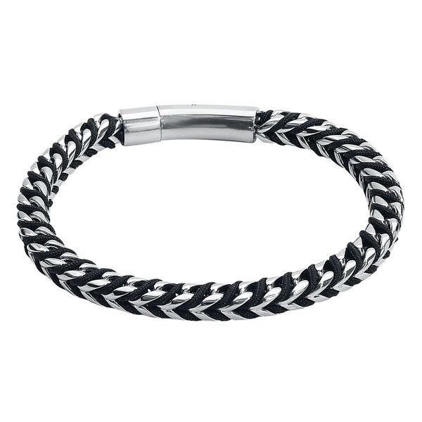 Pulsera negra y plateada de nylon y acero quirúrgico 316L