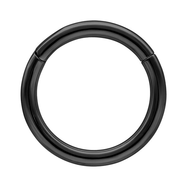 Anillo Articulado Negro de Titanio, 14mm de diámetro interno, 1mm de grosor sobre fondo blanco