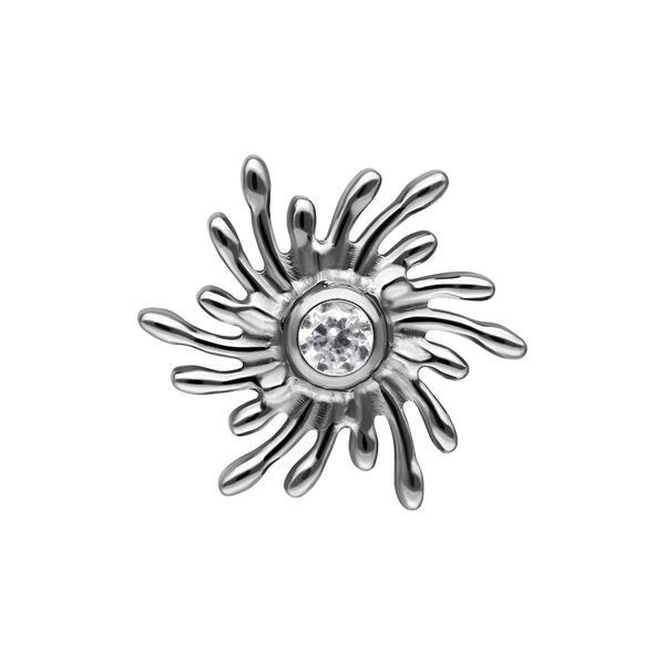 Hopeinen Sunburst-lisäosa kirkkaalla kristallilla valkoisella taustalla