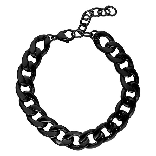 Pulsera Chunky de acero quirúrgico negro brillante
