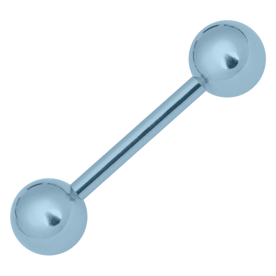 Barbell azzurro chiaro con due sfere lisce su sfondo bianco