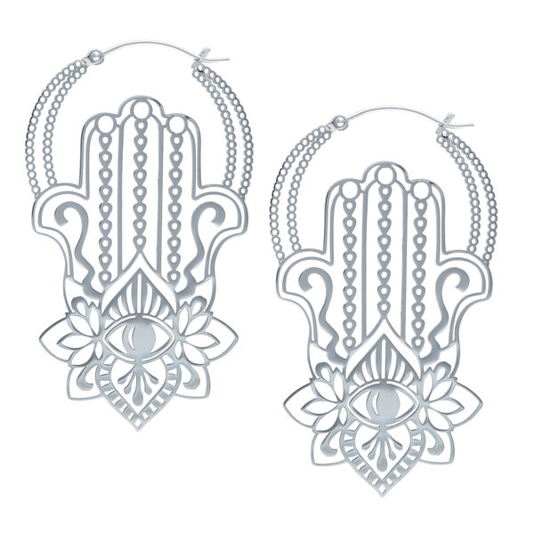 Orecchini Khamsa in argento in acciaio chirurgico con design delicato