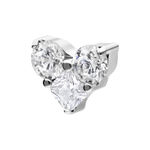 Attacco Push Fit argento con tre cristalli chiari su sfondo bianco
