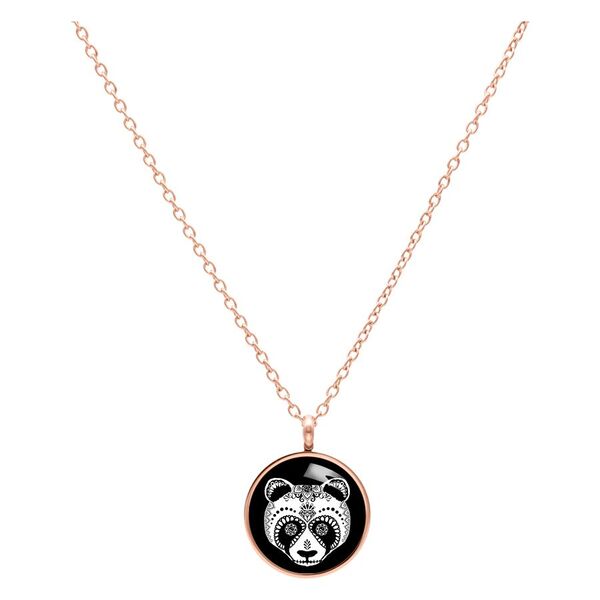 Roségoldene Kette mit Panda-Anhänger auf weißem Hintergrund