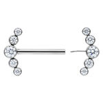 Silberner Penta Crystal Barbell mit klaren Kristallen, Länge 14mm