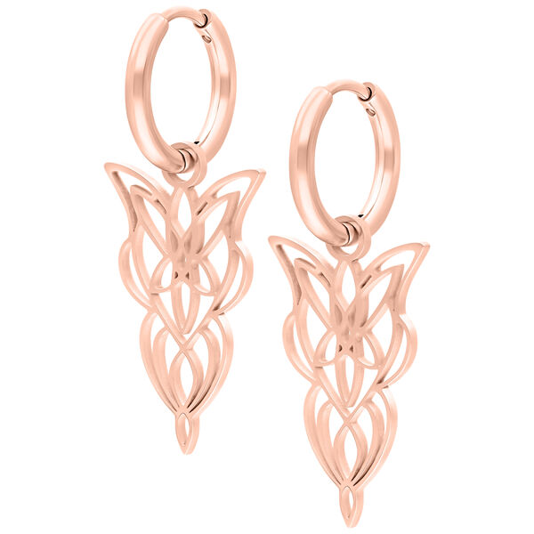 Aros en oro rosa con diseño delicado sobre fondo blanco