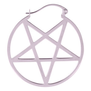 Kleine Pentagramm Creolen in Schwarz Schwarze Creole mit Pentagramm-Design auf weißem Hintergrund