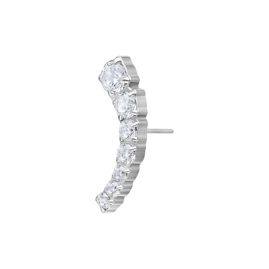 Inserto argento con cristalli chiari su sfondo bianco