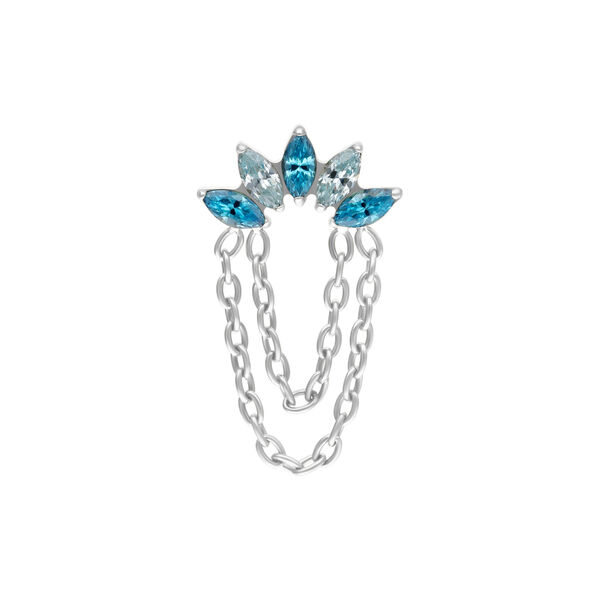 Accessorio Push Fit argento con cristalli lavanda e turchesi e catene